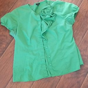 THE LIMITED Lettuce Leaf Ruffle Top